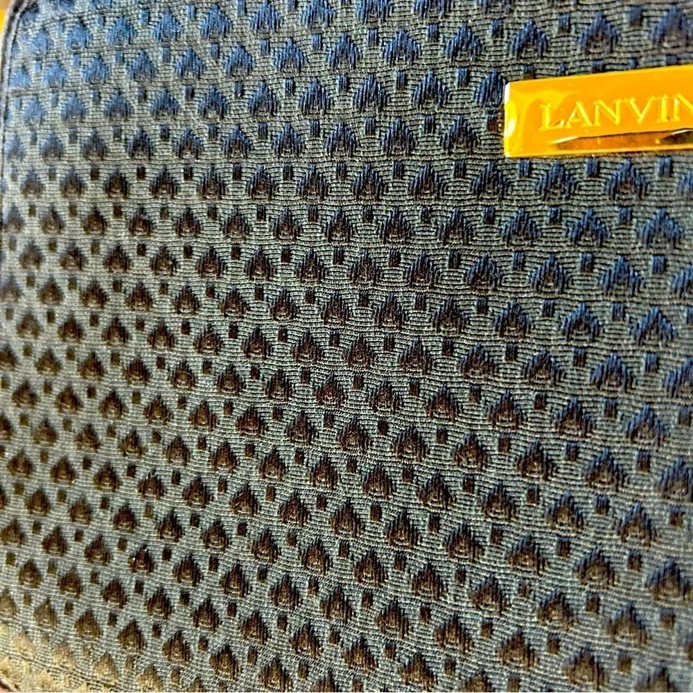 LANVIN Monogrammed Cosmetic Bag Black Zippered Pouch Clutch